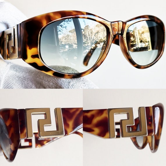VERSACE vintage sunglasses rare T24 oval brown ma… - image 3