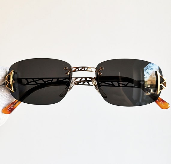 DIOR vintage sunglasses rare gold oval rectangula… - image 2