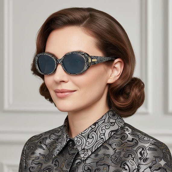 BLUMARINE Vintage Sunglasses Oval Yeezy Zebra Straiped 95172 Frame