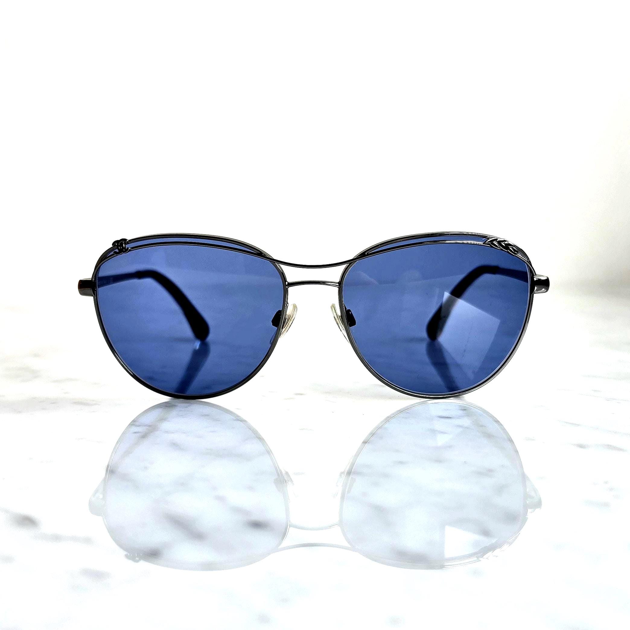 CHANEL Vintage 90s Sunglasses Swarovski CC’s Crystal Blue Lenses 100% AUTHENTIC Vintage CHANEL SWAROVSKI Crystal Jumbo Diamanté Sunglasses  main image 2