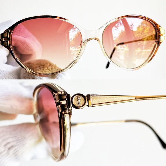 YVES SAINT LAURENT Vintage Sunglasses Clear Brown Gold Ysl 5060
