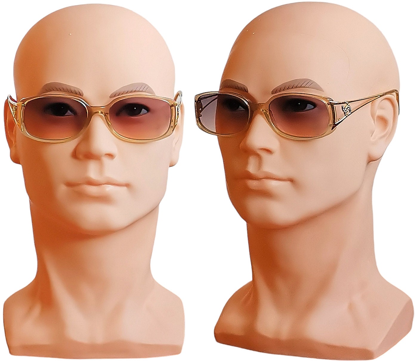 CHANEL Vintage Sunglasses Gold Oval Square Rhinestone Frame 3066-B