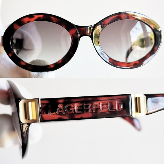 KARL LAGERFELD Vintage Sunglasses Oval Clout Goggles Tortoise
