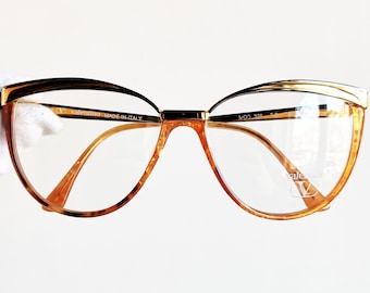 VALENTINO vintage eyewear rare eyeglasses gold brown oval cateye Sunglasses 326 frame diva clear lenses Rihanna Lady Gaga butterfly New NOS