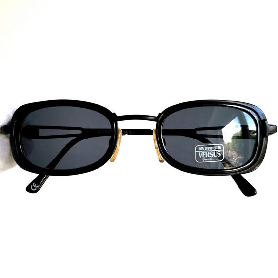 VERSACE vintage sunglasses oval rectangular black… - image 1