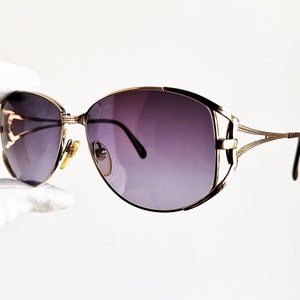 VALENTINO vintage sunglasses rare engraved gold made in Italy 5413 aviator mask shield frame oversize big new purple lens VLTN Migos Rihanna