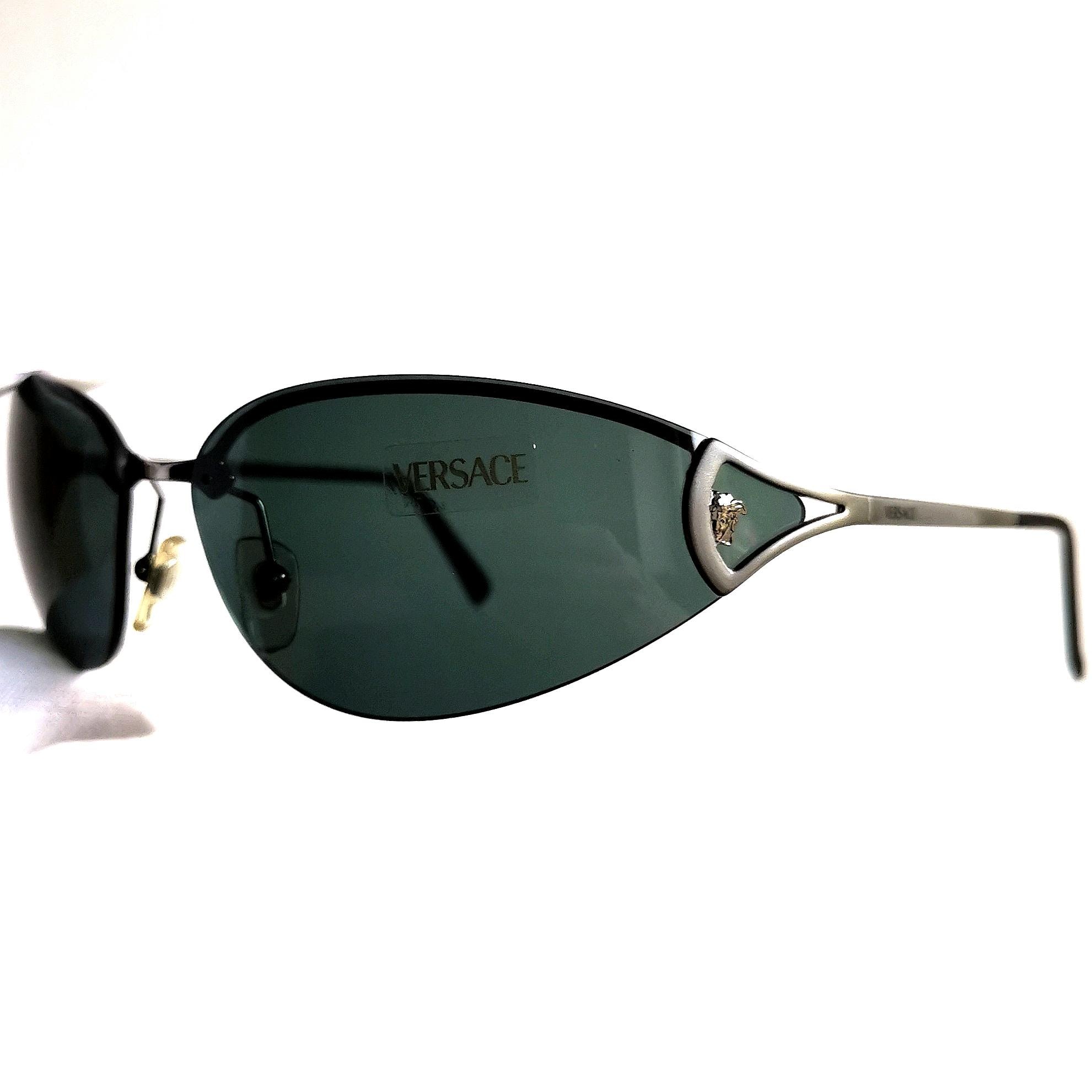 VERSACE Vintage Sunglasses Frameless Silver Medusa Gray  display picture 2