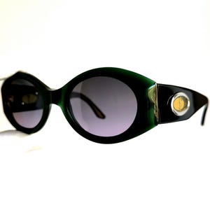 YVES SAINT LAURENT vintage zonnebril Ysl zwart groen geel logo frame zilver ovaal 6554 Migos 2Chainz Rihanna Lady Gaga Bella Hadid jaren 90 y2k