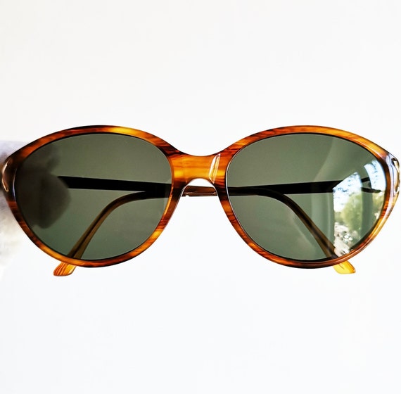 VERSACE vintage Sunglasses rare gold oval tortois… - image 3