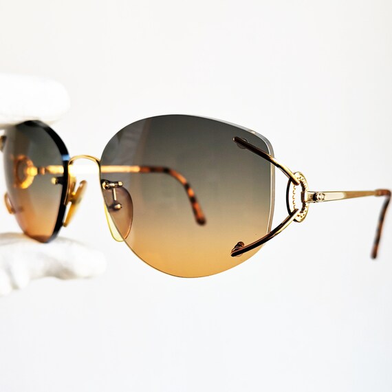 DIOR vintage sunglasses rimless rare gold ring ov… - image 1