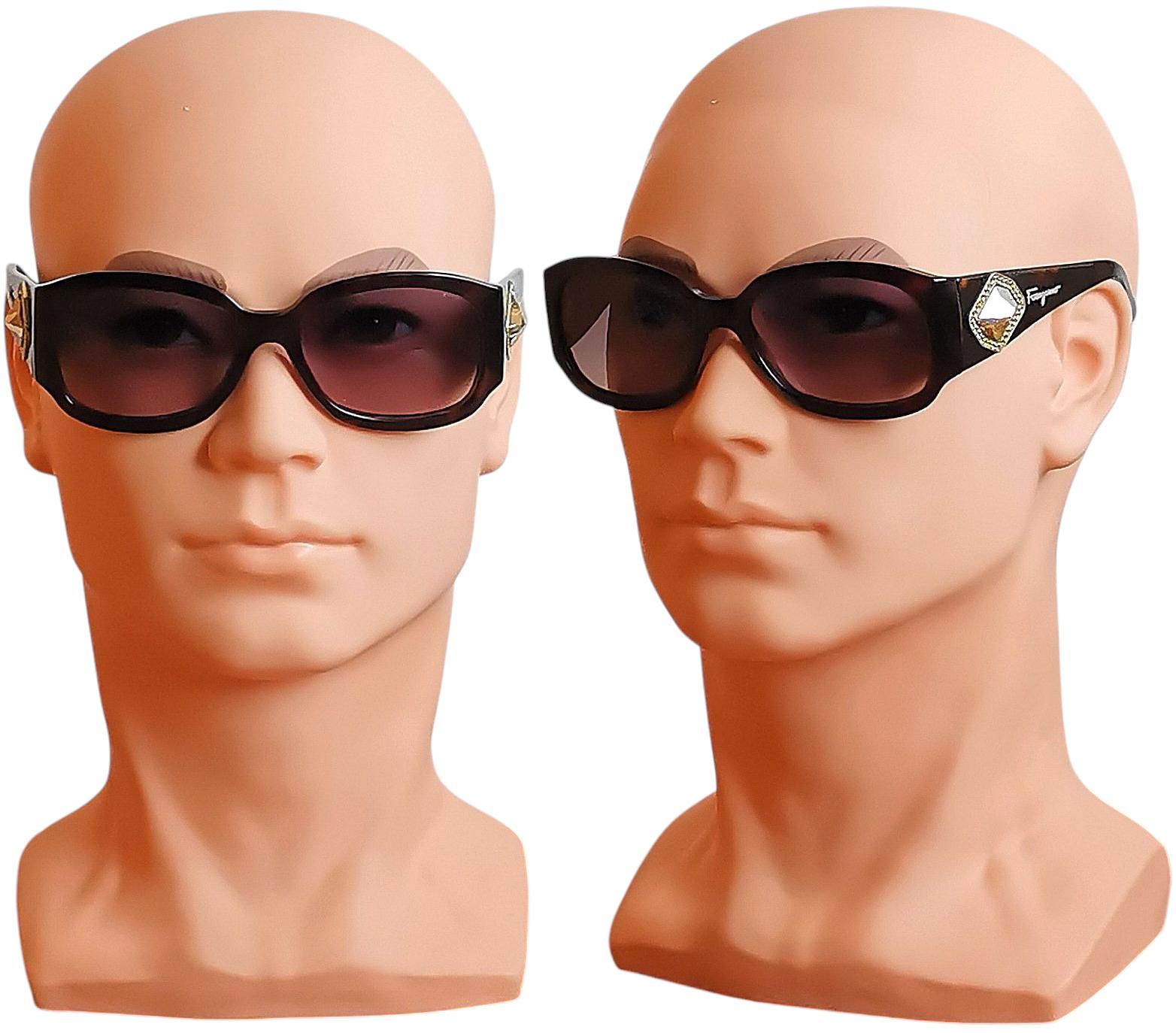 Ferragamo gold and rhinestone trim brown lens sunglasses Salvatore Ferragamo Sunglasses Brown/Gold Gradient – Balilene main image 3