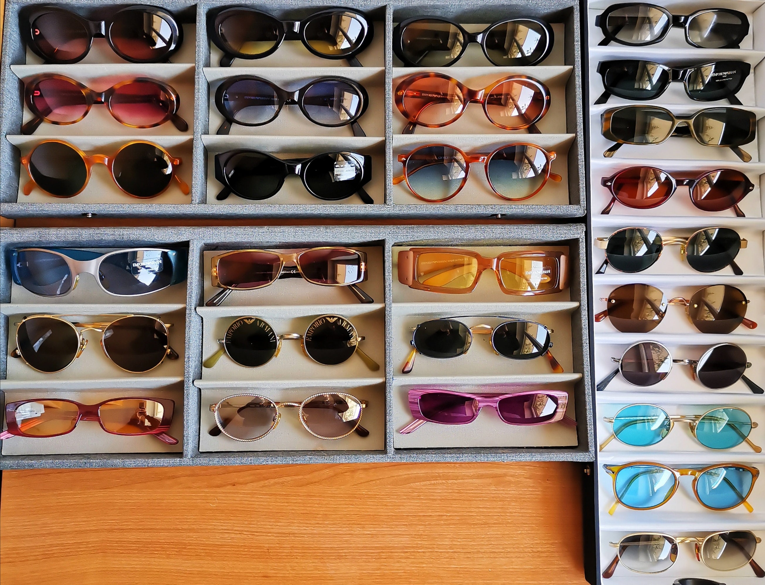 ARMANI Vintage Sunglasses Hexagon Squared Gold Black 622 Frame