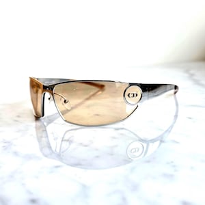 アクセサリー Y262 Christian Dior sunglasses star DIOR Diorstart Vintage Sunglasses Silver Orange Lens Wrap