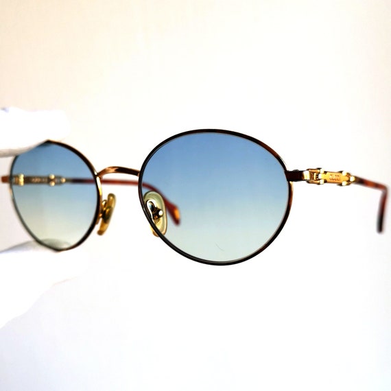 GUCCI round sunglasses vintage oval gold tortoise… - image 1
