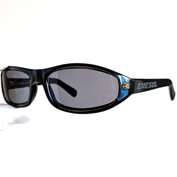 DIESEL Vintage Sunglasses Oval Wrap Blue Purple Black Shades