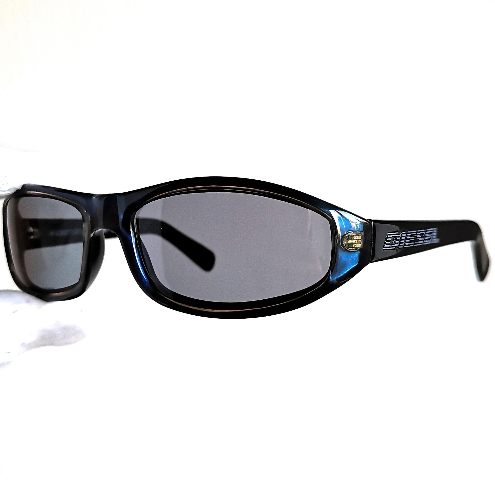 DIESEL Vintage Sunglasses Oval Wrap Blue Purple Black Shades