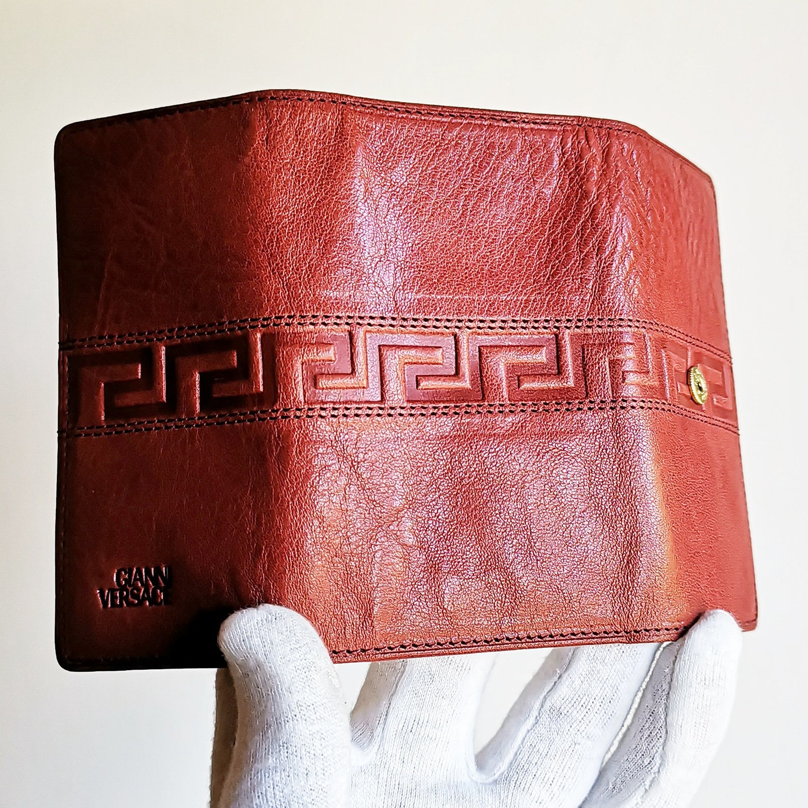 VERSACE Vintage Small Keychain Rare Greek Key Holder Wallet Etsy