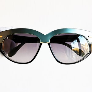 SILHOUETTE vintage sunglasses rare oval squared mask shield oversize big green gold M3081 80s 90s gray lens Rihanna Lady Gaga frame new NOS