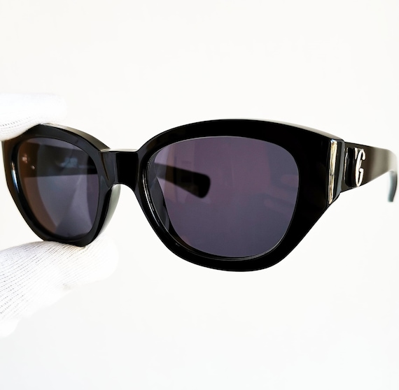 VERSACE Vintage Sunglasses Black Oval Square Silver Gianni  display picture 1
