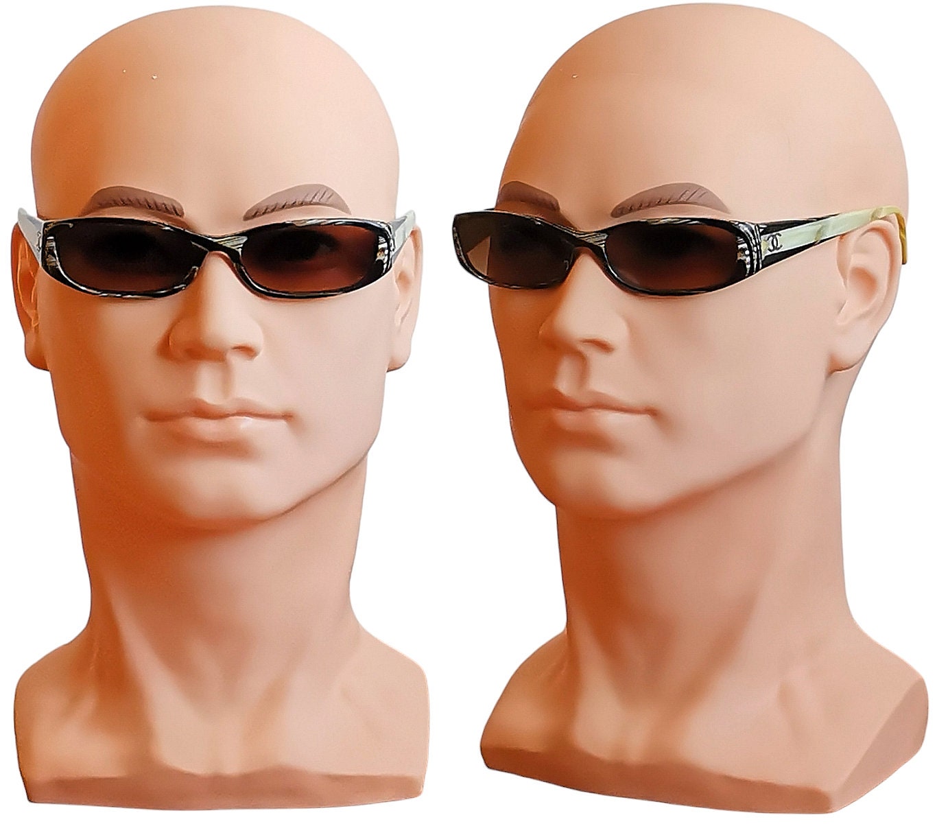 CHANEL Vintage Sunglasses Rectangular Oval Black White Brown CHANEL Vintage Sunglasses Rectangular Oval Black White Brown
