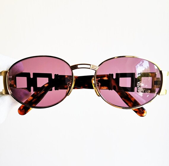 FENDI Vintage Sunglasses Oval Gold Steampunk SL7068 Tortoise  display picture 1