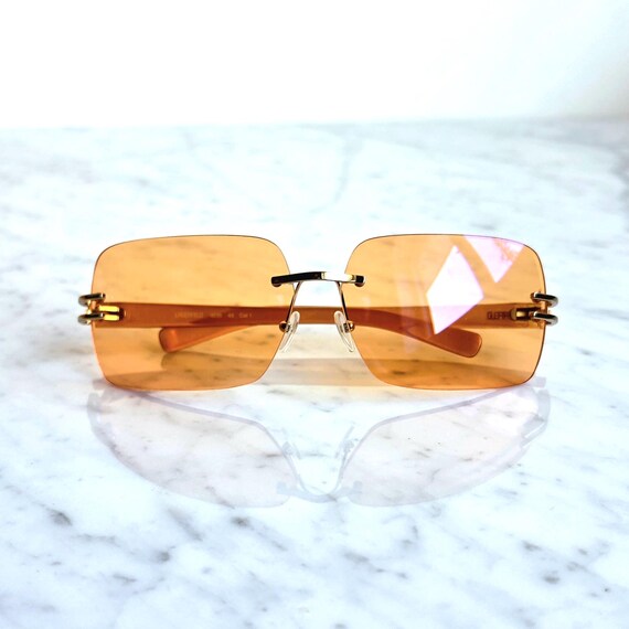 KARL LAGERFELD Vintage Sunglasses Square Frameless Orange Lenses