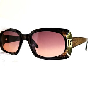 FERRE vintage sunglasses rare square oval silver black engraved embossed initials GIANFRANCO wrap frame GFF460/S 90s New purple pink lens