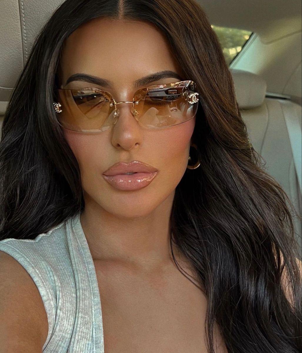 CHANEL Sunglasses Vintage Gold Oval Rectangular Square