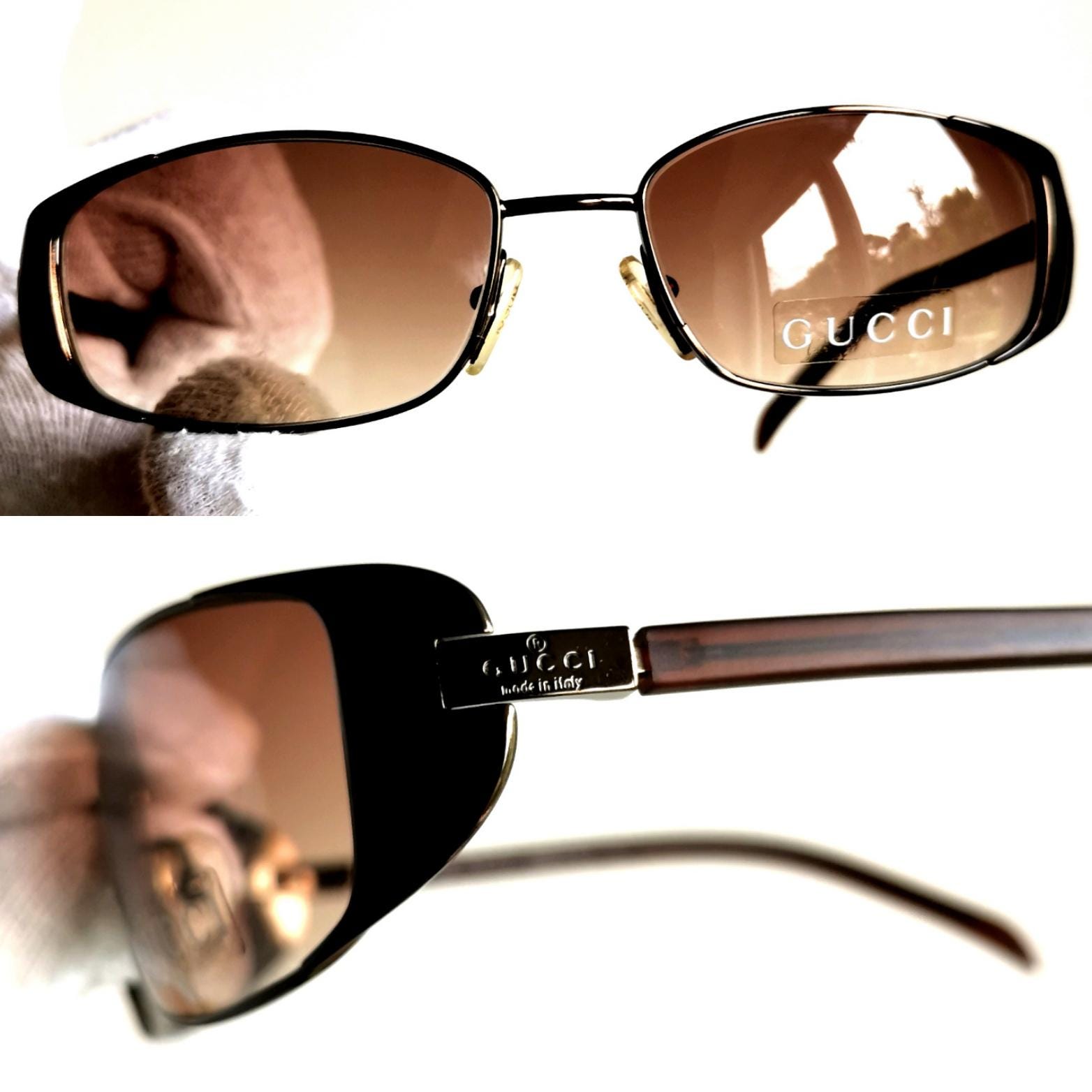 GUCCI Sunglasses Vintage Brown Oval Wrap Side Shields 2658/S  display picture 2