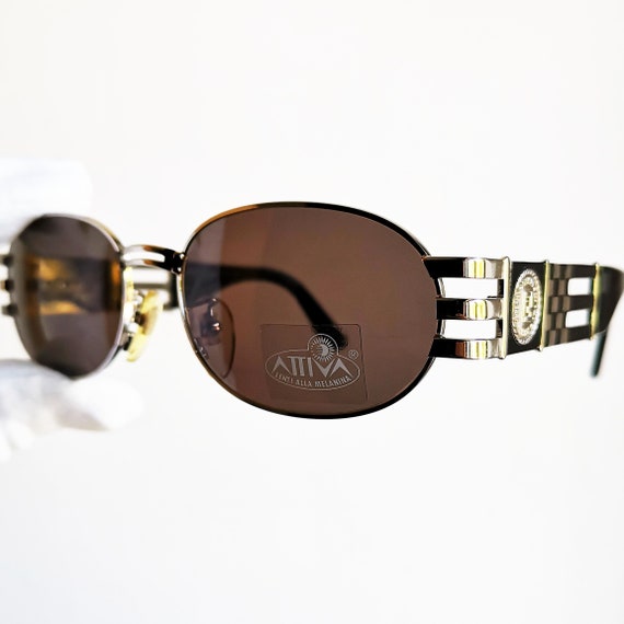 FENDI vintage sunglasses rare oval black silver SL702… - Gem