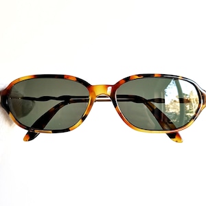 TRUSSARDI Oval Vintage Sonnenbrille selten rechteckig quadratisch geflochten graviert Gold Tortoise brauner Rahmen Migos Tupac Rihanna Hype neue Linse 90er Jahre