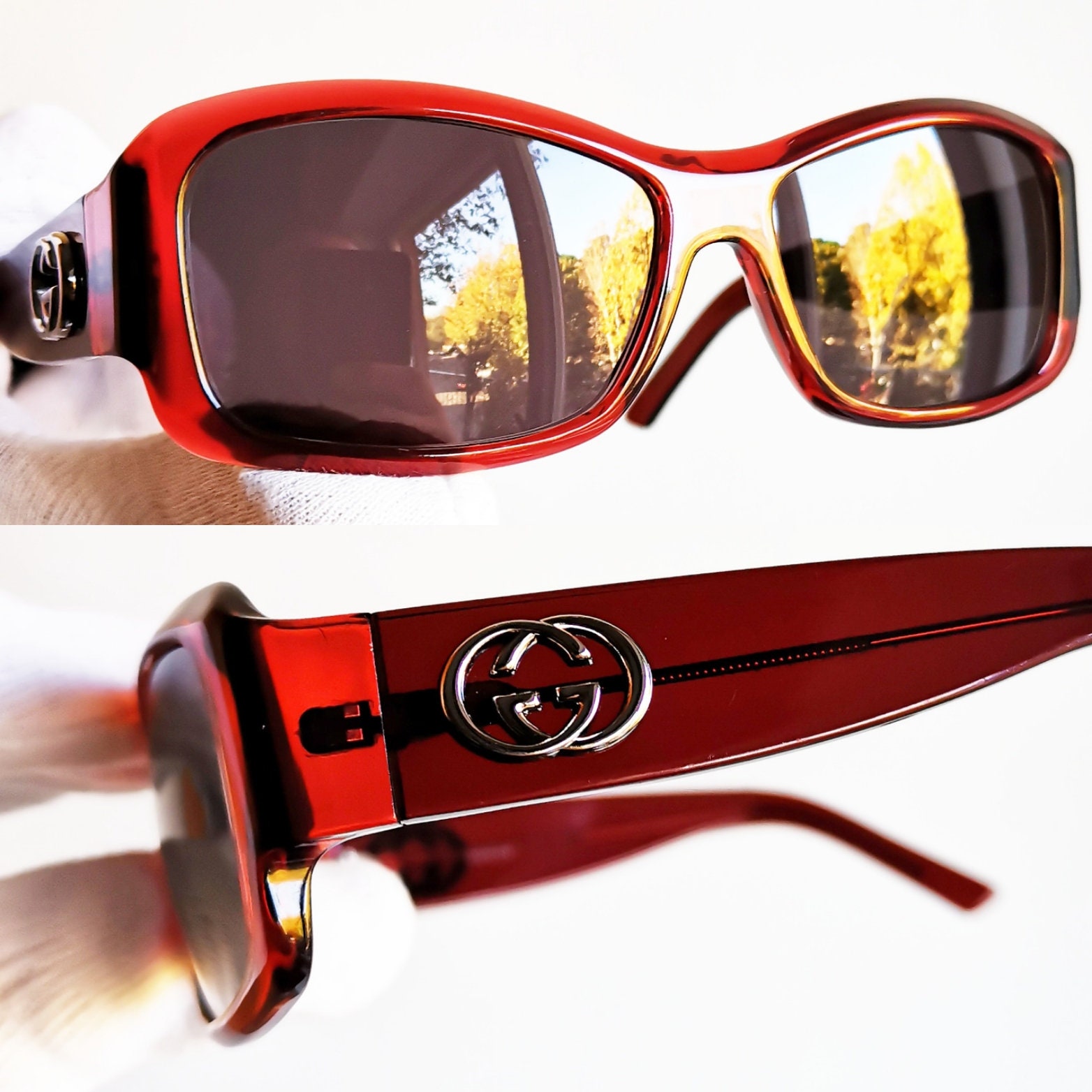 小物 GUCCI vintage sunglasses stone logo red GUCCI vintage sunglasses stone logo red