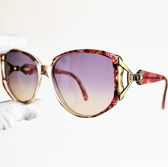 VALENTINO Vintage Sunglasses Square Aviator Pink Gold V157  display picture 3