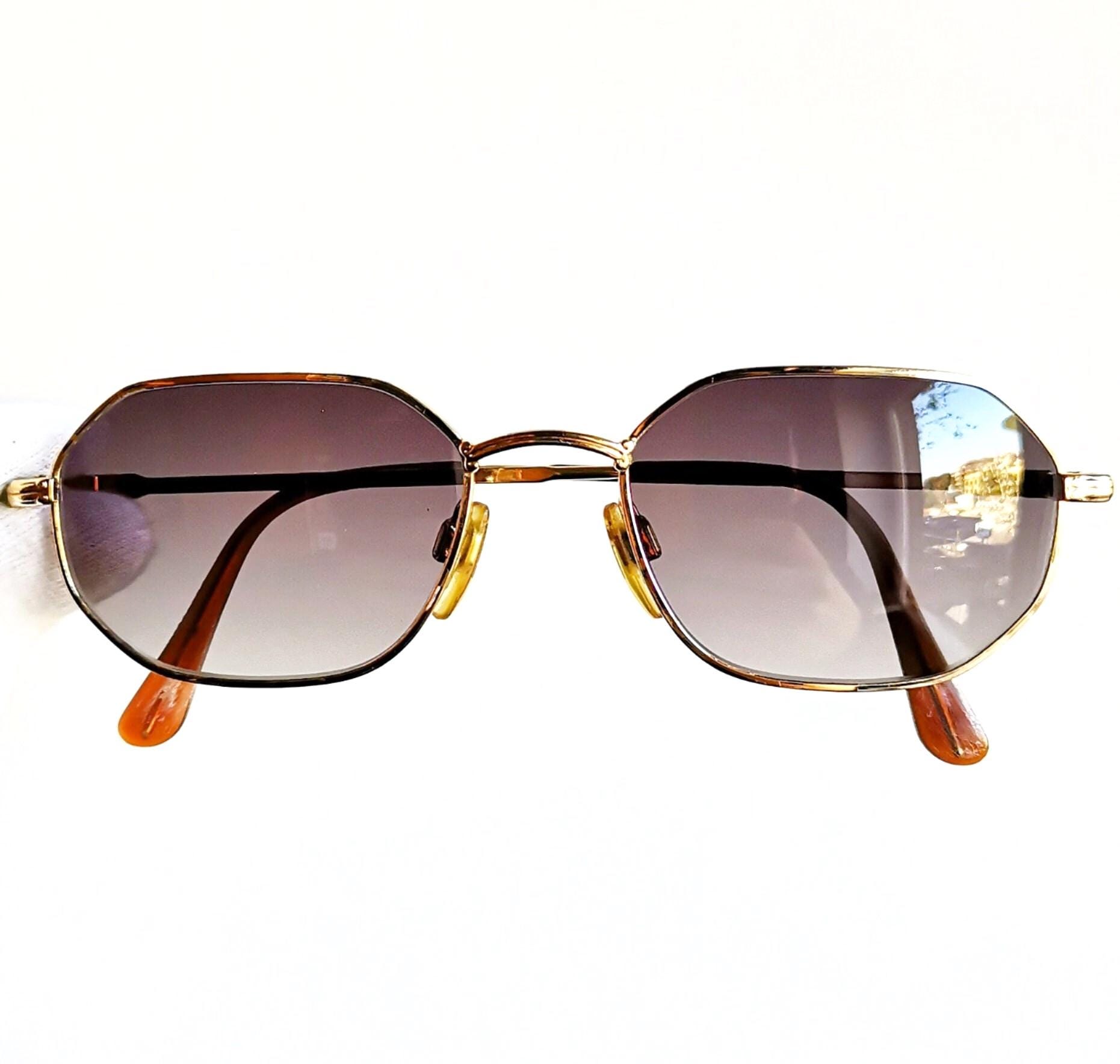 ARMANI Vintage Sunglasses Oval Square Rectangular Gold Small 028