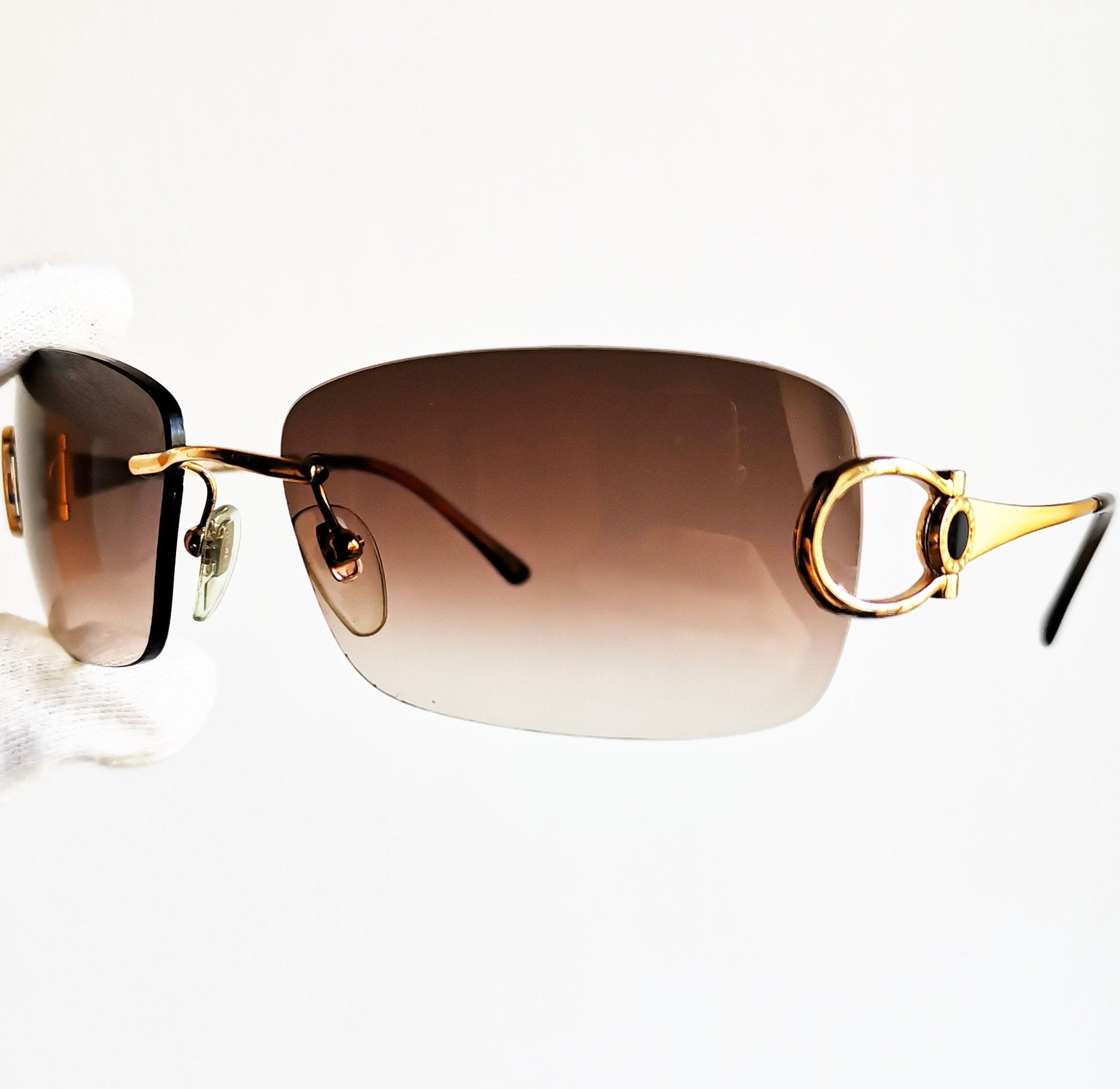 BVLGARI Vintage Sunglasses Rare Oval Rimless Frameless BVLGARI Vintage Sunglasses Rare Oval Rimless Frameless