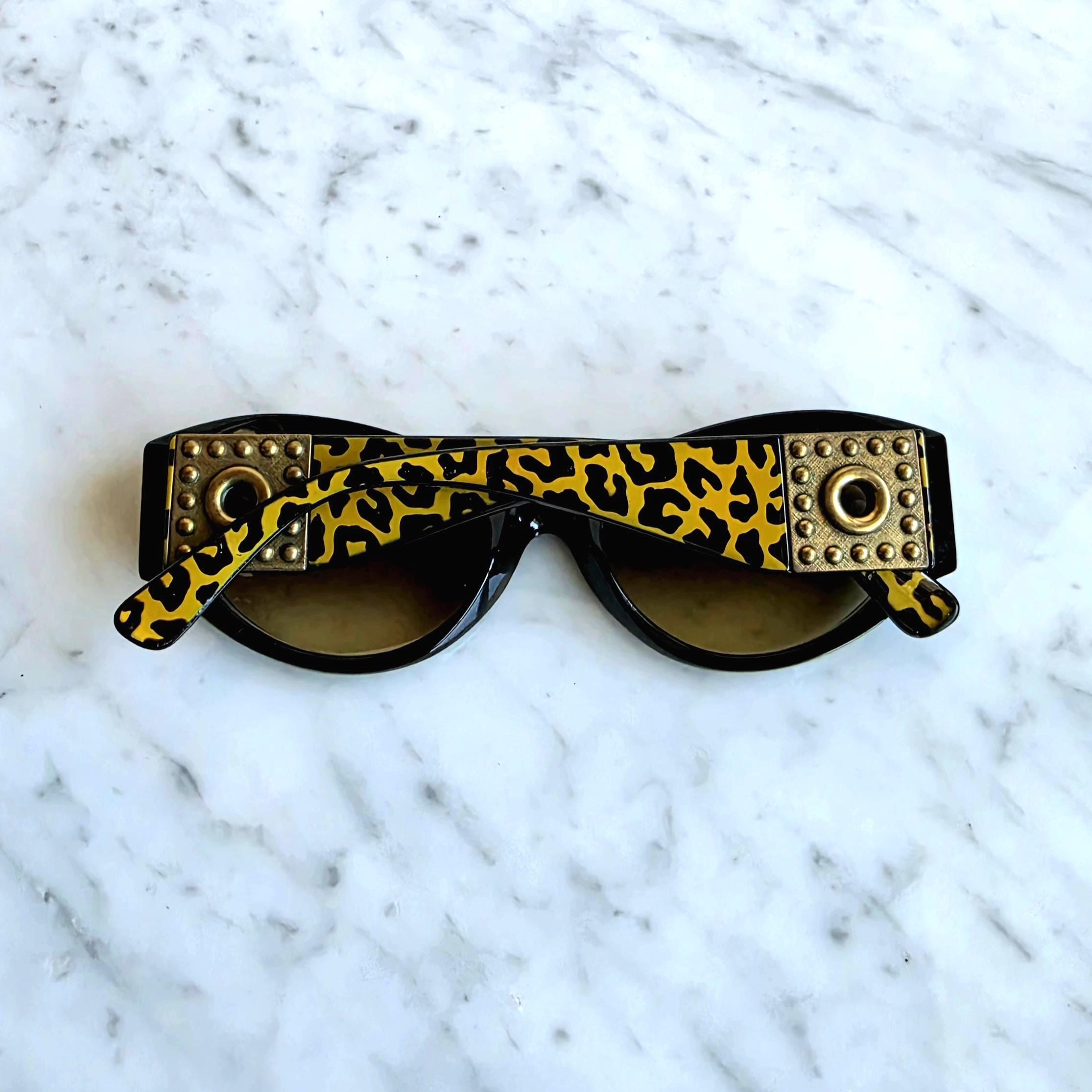 VERSACE Vintage Sunglasses Leopard Cheetah Jaguar Print Animalier 