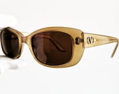 VALENTINO vintage sunglasses rare oval made in Italy cat eye 5039 s wrap rectangular beige gold frame Rihanna Lady Gaga pin up diva 90s VLTN