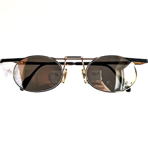 TIFFANY 23K Gold Plated small vintage sunglasses rare filled black frame oval TJ05 Migos designer Rihanna Lady Gaga 90s mirror lens new NOS