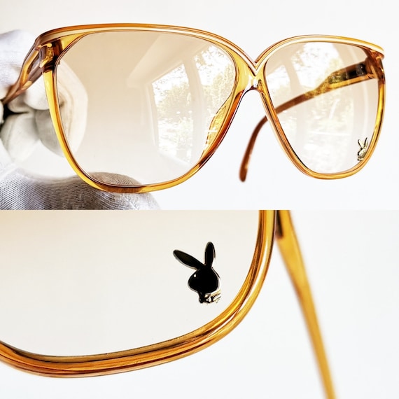 PLAYBOY oversize Sunglasses vintage orange gold b… - image 3