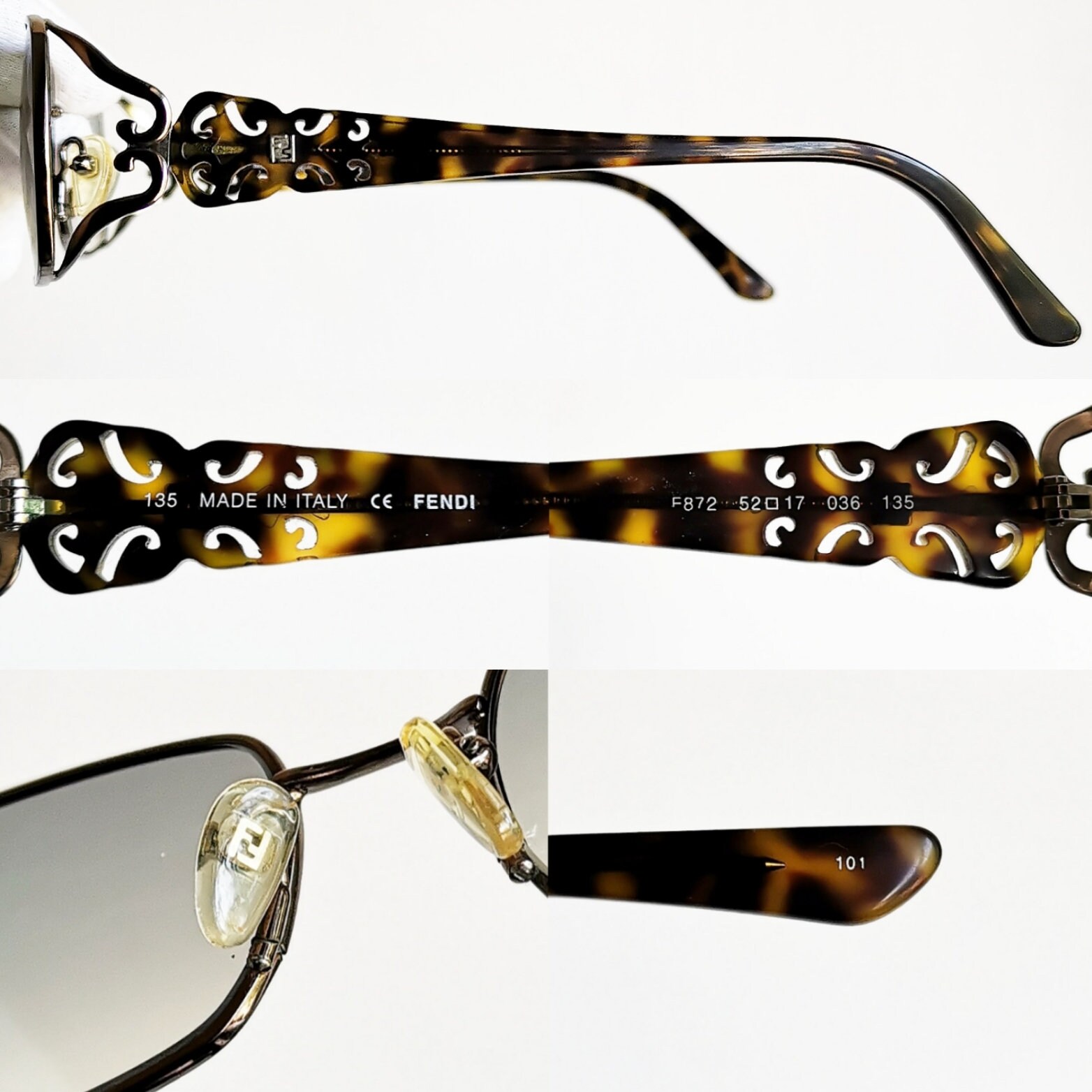 小物 FENDI vintage sunglasses eyewear Titan FENDI Vintage Sunglasses Rectangular Small F872 Brown Silver Frame