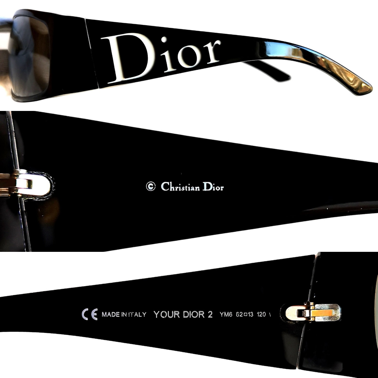 DIOR Vintage Sunglasses Black White Wrap Oval Christian Your