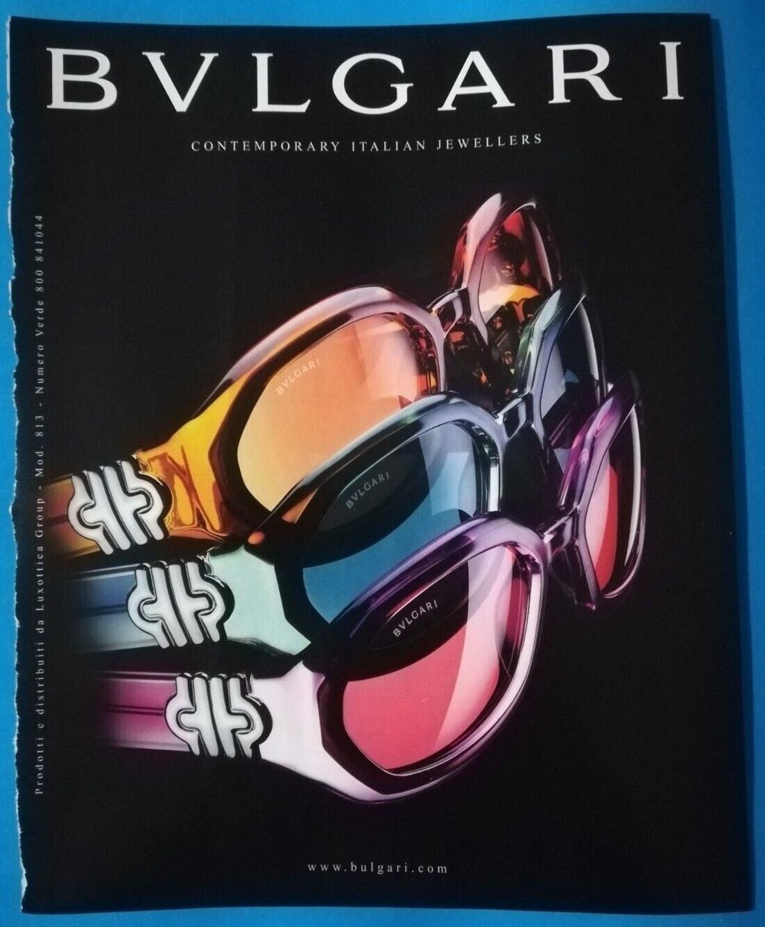 BVLGARI Vintage Sunglasses Oval Purple Gold Silver 812 911