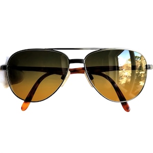 YVES SAINT LAURENT aviator sunglasses vintage gray silver gunmetal tortoise brown Ysl 6013 rare frame pilot drop sun new orange lens 90s y2k