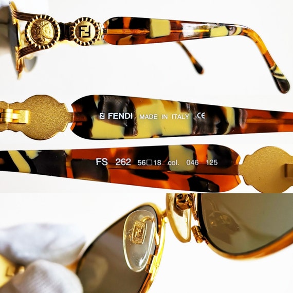 FENDI vintage sunglasses rare oval gold tortoise … - image 4