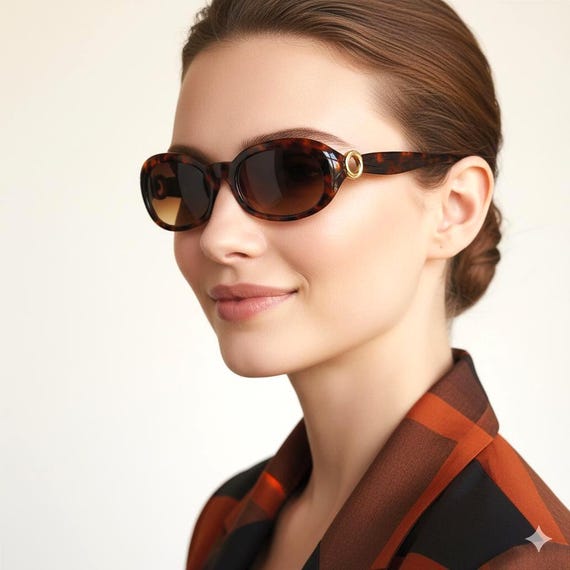 CARTIER Sunglasses Tortoise Brown Gold Ring Vintage Oval 55-20 135