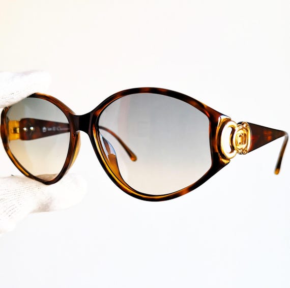 2025-25 秋冬新作  ハイブランドの Vintage DIOR Sunglasses Chain Ring Gold Brown Wrap Mask Rare 小物