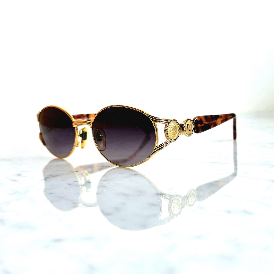 FENDI Vintage Sunglasses Oval Gold Tortoise Brown FS261  display picture 1