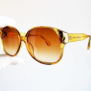 CHRISTIAN LACROIX vintage sunglasses rare square braided gold crown 7342 wrap yellow graffiti flowers Rihanna Lady Gaga frame New NOS 90s