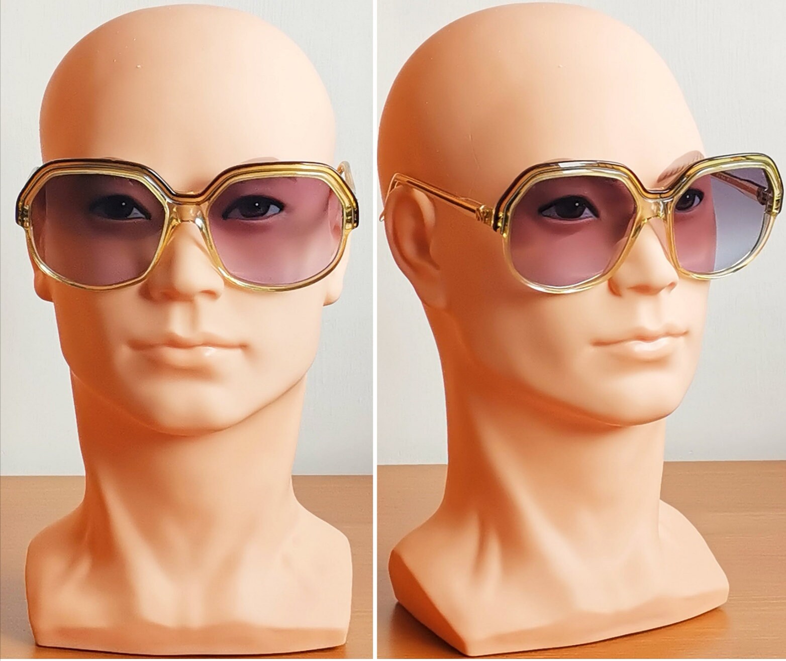 NINA RICCI Vintage Sunglasses Oversize Big Hexagon Square NINA RICCI Vintage Sunglasses Oversize Big Hexagon Square