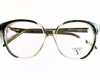 VALENTINO vintage eyewear rare eyeglasses green round oval cateye Sunglasses 116 frame diva clear lens Rihanna Lady Gaga butterfly New NOS